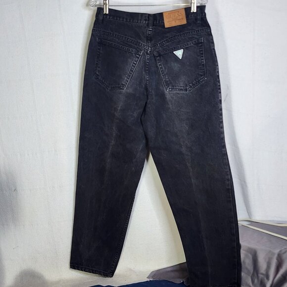 Guess Jeans Black Vintage Cotton Double Button Wide Leg Washed Jeans Size 32 XL - Picture 9 of 16